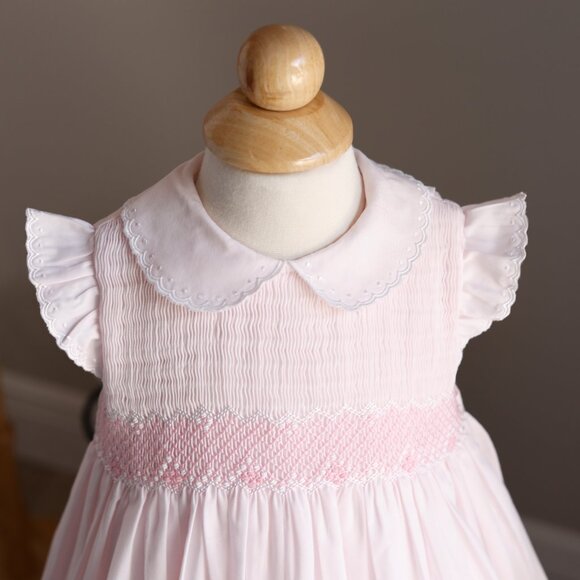 Pink Smocked Dress Flutter Sleeve 18 Months Spring Portrait Summer Vacation - Picture 2 of 6